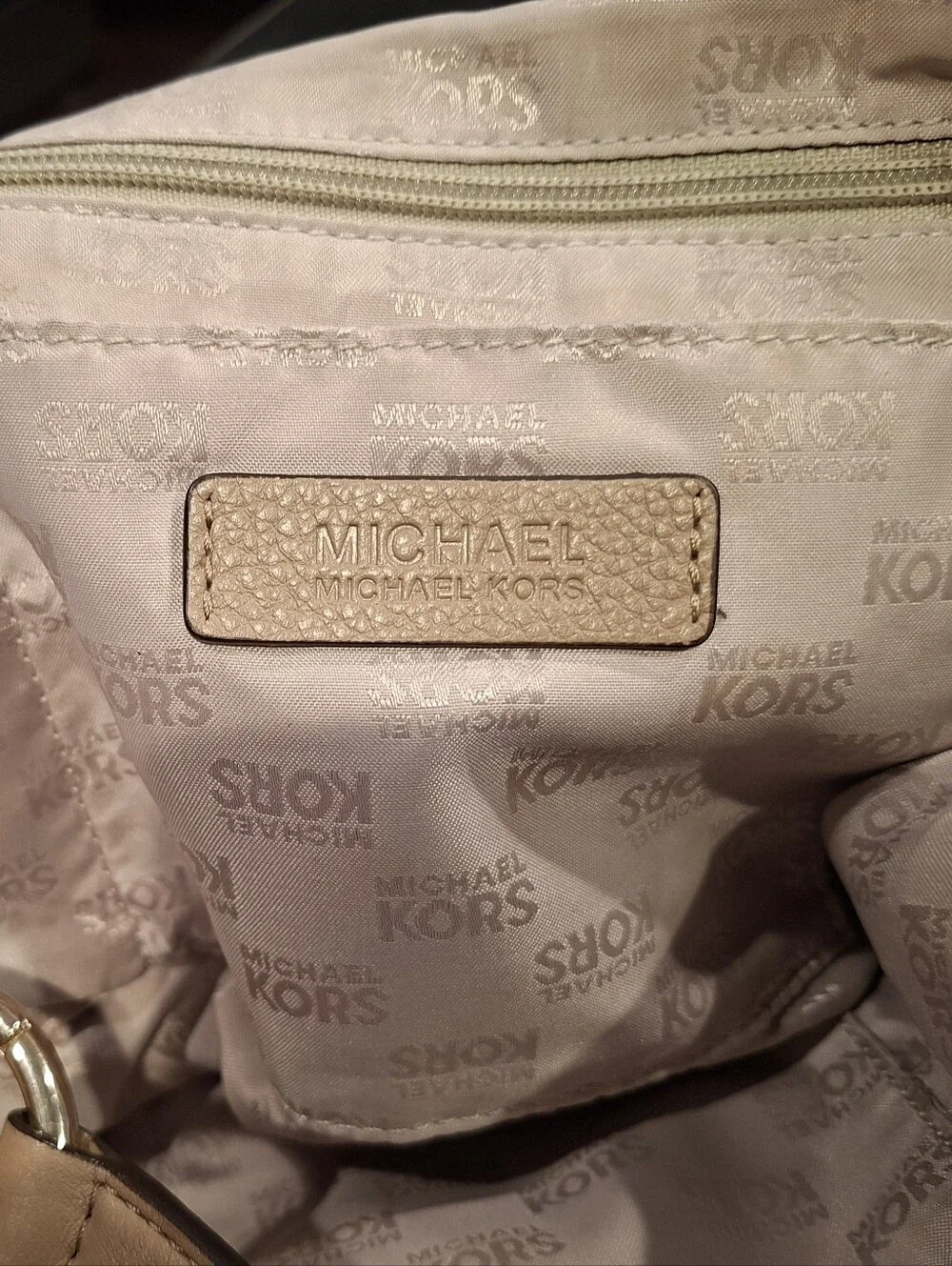 Michael Kors Beige Pebbled Leather Hobo with Tassel Charm